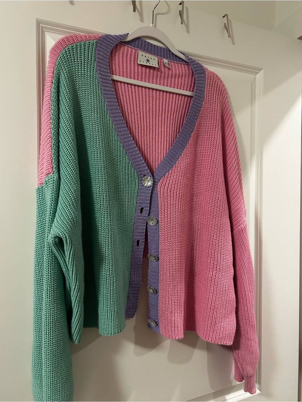 ASOS V-Neck Knit Cardigan - Pink, Mint & Lavender